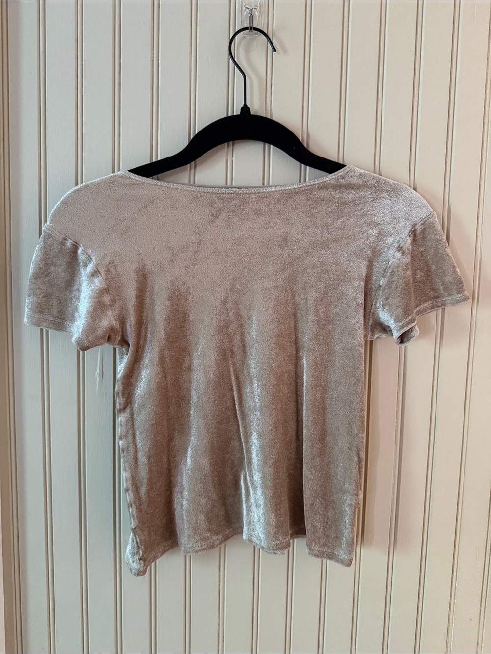 Baserange Velvet Short-Sleeve Tee in Light Beige